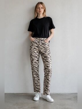 Rejina Pyo - NWOT - Cream and Black Zebra-Print denim jeans